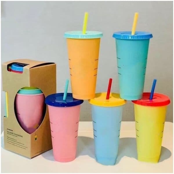 Star bucks Bearista 24 oz Colourful Cup With Straw non-fading, color changing plastic juice with lip and straw magic Cold Coffee cup Wholesale