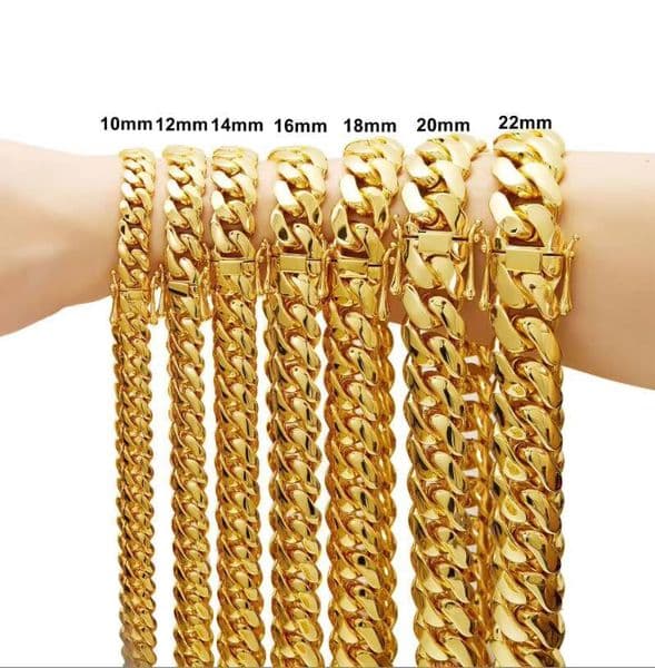 10mm 12mm Cubana Jewelry HipHop Jewelry Luxury 18K Gold Plated Choker Miami Cuban Link Chain Necklace for Men Monaco Chain