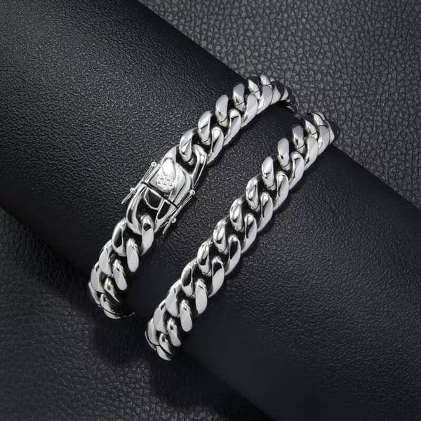 Cadermay S925 Solid Sterling Silver 14mm Miami Fashion Hip-hop Bracelet Necklace Jewelry Rapper Cuban Link Chain for Gifts
