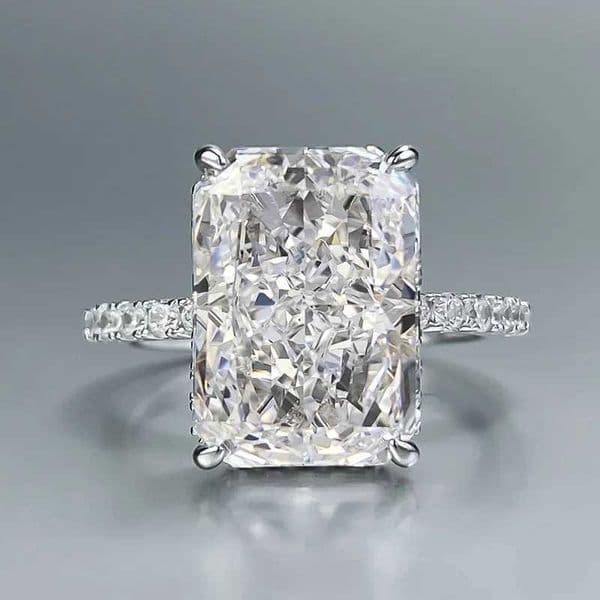 Radiant Cut 5ct Lab Diamond Ring 100% Real 925 Sterling Silver Party Wedding Band Rings for Women Men Engagement Jewelry Gift