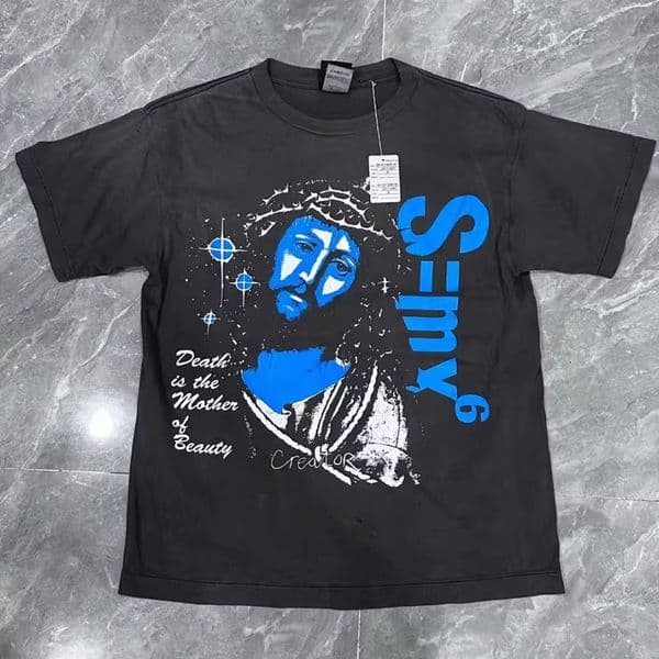 New Style T-shirt Printed Pattern Vintage Washed High Street Men Women Casual Round Neck Summer Short Sleeve T-shirts