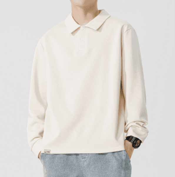 178 Men Long-sleeved Autumn and Winter Heavy Loose Solid Color Lapel Youth Casual