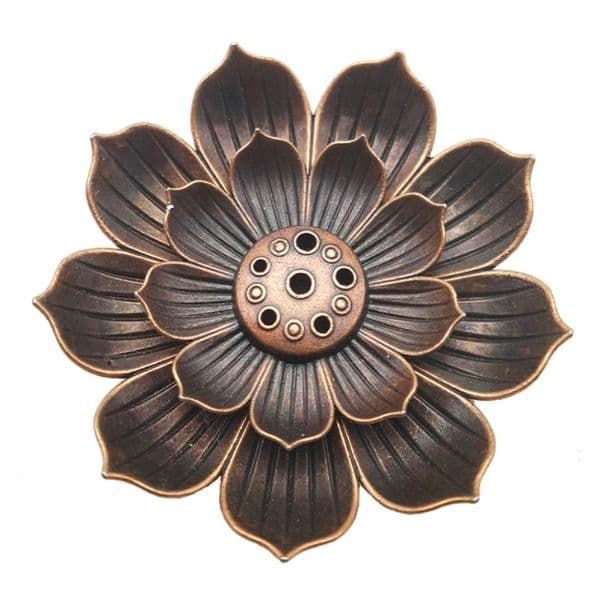 Incense Burner Stick Holder Alloy Lotus Line Incense Burner Sandalwood Coil Base Temples Yoga Meditation Studios Home Decoration