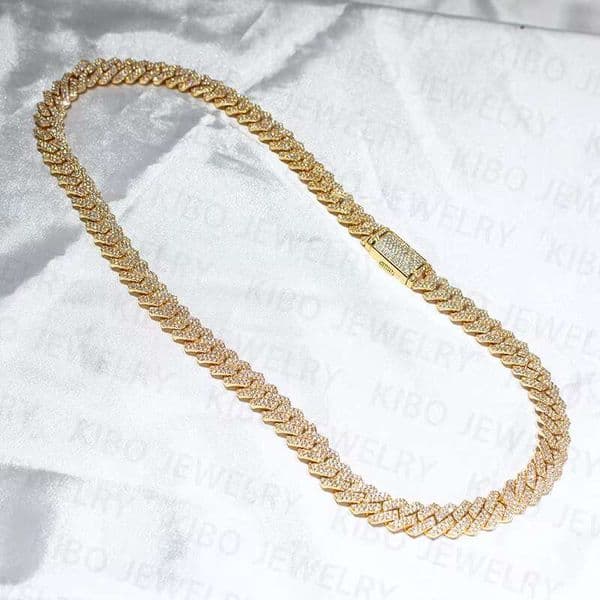 Pure Sier Dia Tester 8Mm 10Mm 12Mm Gold-Plated Hip-Hop Moissanite Cuban Chain
