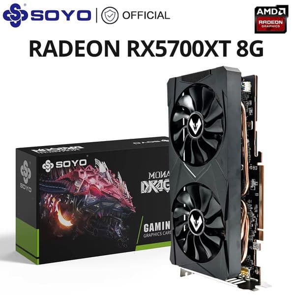 SOYO Full New AMD Radeon RX5700XT 8GB Gaming Graphics Card GDDR6 Video Memory 256Bit PCIEx16 4.0 for Desktop Computer Video Card