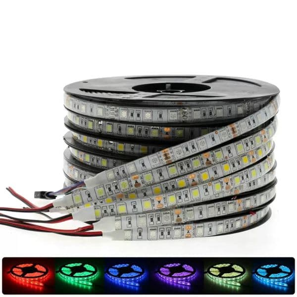 Bright 5M 5050 2835 LED Strip Lights, Flexible Warm White Red Green RGB Roll (300 LEDs), Outdoor Ribbon, 12V ZZ