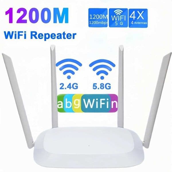 AC1200 Wi-Fi Router Gigabit Ethernet Router Dual Band 2.4GHz 5GHz Wireless Network WiFi Repeater With 4x5dBi Antennas HomeXJ250214
