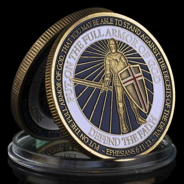 Put on The Full Armor of God Challenge Coin for Christian Defend The Faith Golden Plated Commemorative Coins W250207