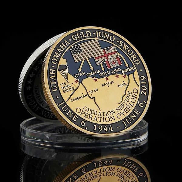 1994.6.6 WWII 75th Anniversary France D-Day Normandy Gold/Silver Plated Challenge Coin W250207