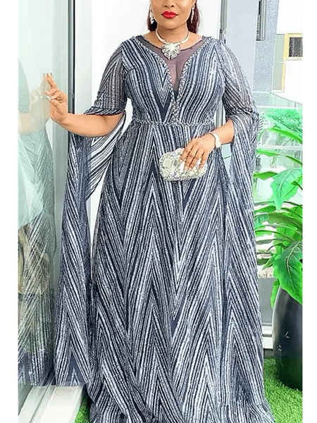 African Dresses for Women 2025 New Fashion Plus Size Sequin Evening Party Long Dress Dashiki Outfits Robe African Clothes