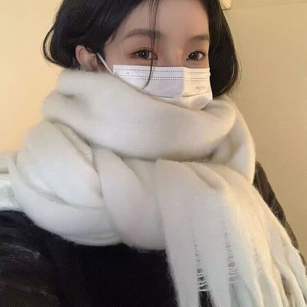 New No. 33 solid color thick large scarf for women autumn and winter students all-match shawl neck scarf white