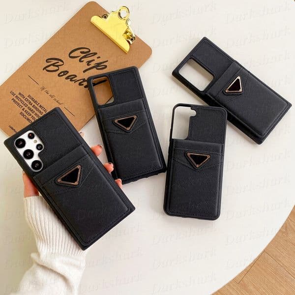Luxury Folio Card Pocket Phone Case for Samsung S26 S25 Ultra S24 S23 S22 S21 S20 Plus Galaxy Note 20 Premium Leather Designer Shell iPhone 17 Air 16 15 14 13 12 11 Pro Max