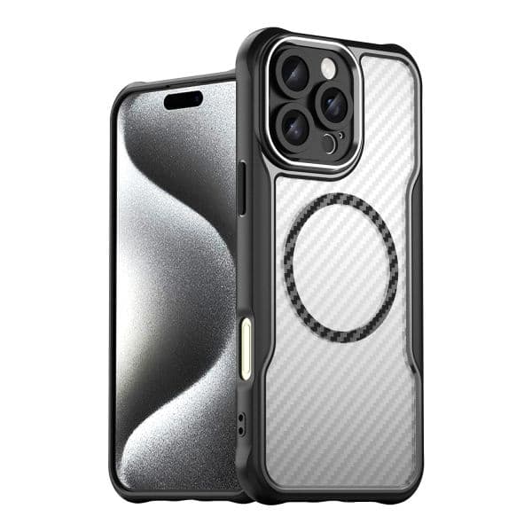 Brushed Carbon Fibre Full Lens Protect Case For iphone 16 Pro Max iphone16 Plus Magnetic Wireless Charging Cover