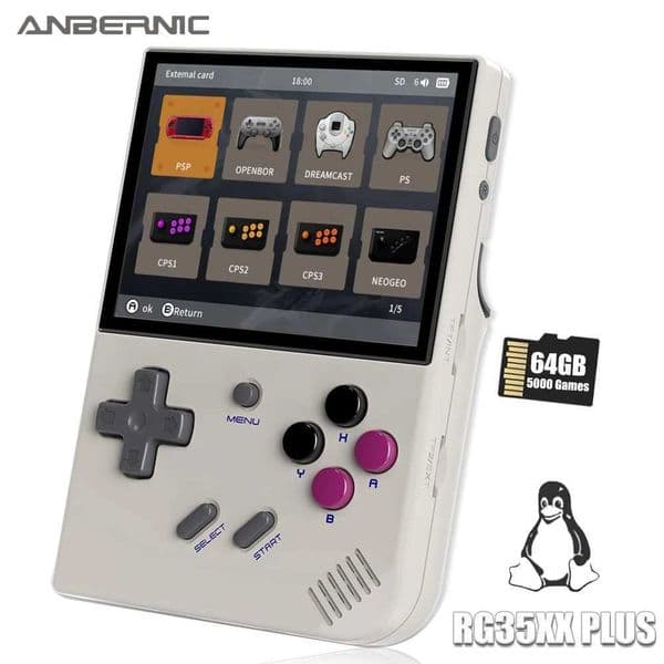 ANBERNIC RG35XX Plus Handheld Game Console 3.5 IPS Screen With 3300mAh Linux System Retro Games Console Built-in 64G 5000 Games M250221