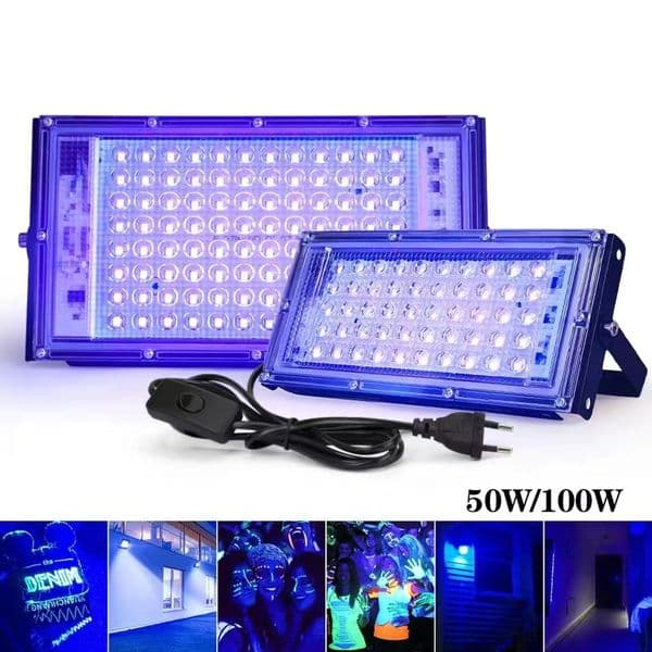 50W 100W LED UV Black Lights Stage Blacklight Ultraviolet Flood Effect Light for Halloween Xmas Dance DJ Disco Party Bar