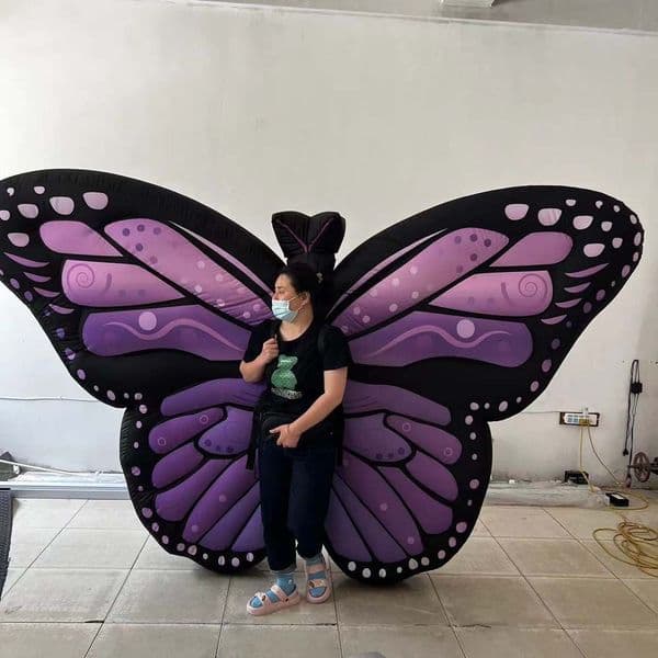 Parade Decoration 2m width (6.5ft) Inflatable Butterfly Wing Costume With LED Lights For Adults Party Events Stage Performance