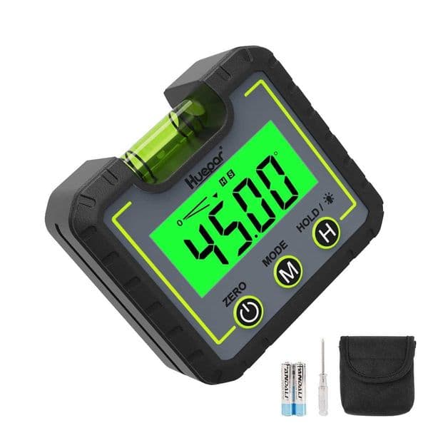 Huepar Digital Level Angle Gauge Mini Angle Finder Level Box with V-Groove Base Backlight LCD Bevel Gauge Inclinometer X250225