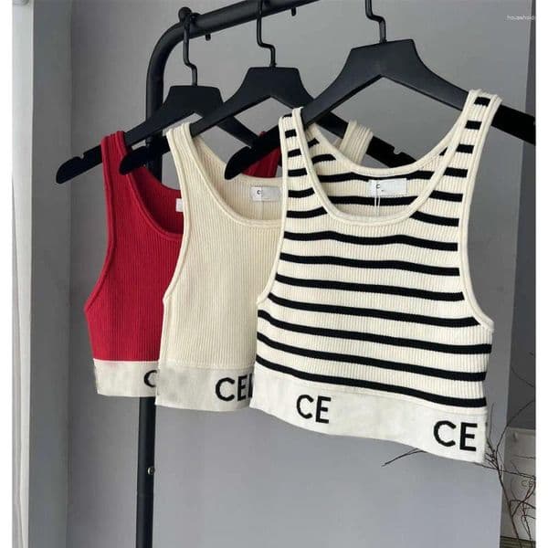 Womens T Shirts Women Tank Top Womens Designer Shirt Black White Strip Letter Summer Short Sleeve Ladies Clothing Size S-L Camis Tops Femme
