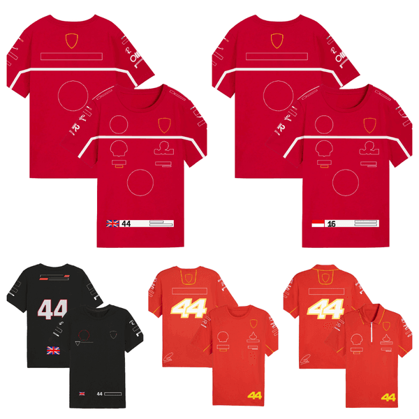 F1 2025 Team uniform short sleeve T-shirts for drivers No.44 and No.16 unisex plus size red racing suit