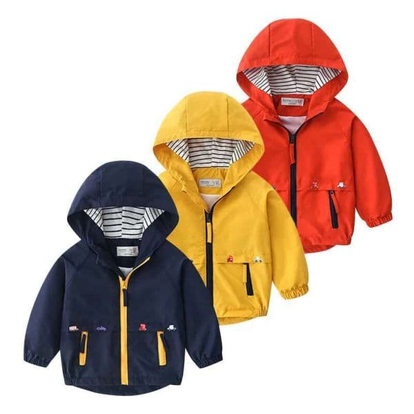 Ddmyshoesvip Boys Spring Autumn Coats Kids Jackets Toddler Hooded Windbreaker With Pocket Children Zipper Outerwear Baby Clothes Years