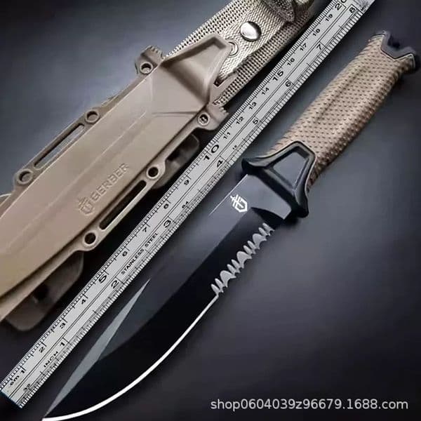 Tactical Pocket Military Wilderness Survival High Hardness Portable Outdoor Self-defense Fixed Blade Knife with Sheath
