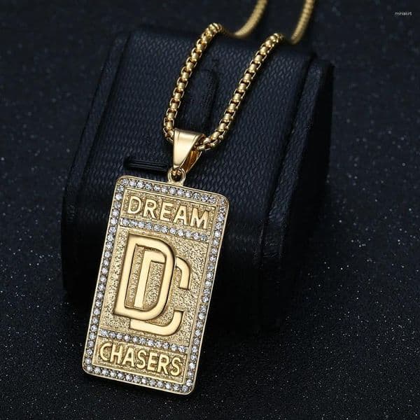 New Pendant Necklaces Men's Dream Chasers Zircon Necklace Stainless Steel Bold Chain Hip-hop Punk For Party