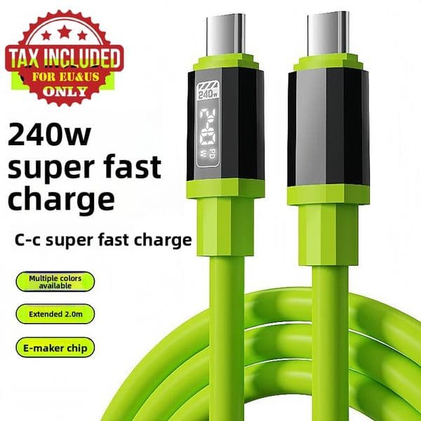 Charging Data Cable 6A Fast Charging Digital Display Data Cable Type-C to Type-C 240w Charger for iPhone 15 16 For Samsung Android