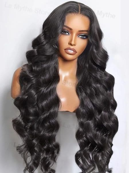 13x6 Body wave HD Transparent lace front human hair wig 40 inch Pre Preplucked 200 Density Glueless Brazilian Wigs For Women Synthetic