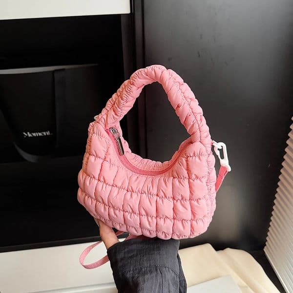 Women Soft Plaids Pleated Handbags Casual Solid Color Zipper Versatile Crossbody Bag Daily Commute All-Match One Shoulder Bags 250605
