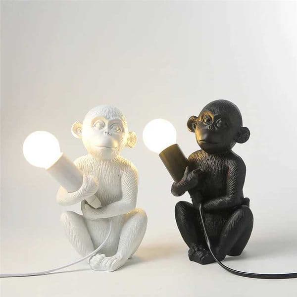Mini Monkey Table Lamp Nordic Resin Animal Desk Light Ornament Bedroom Decoration Bedside Childrens Room Decor Friends Lights W250607