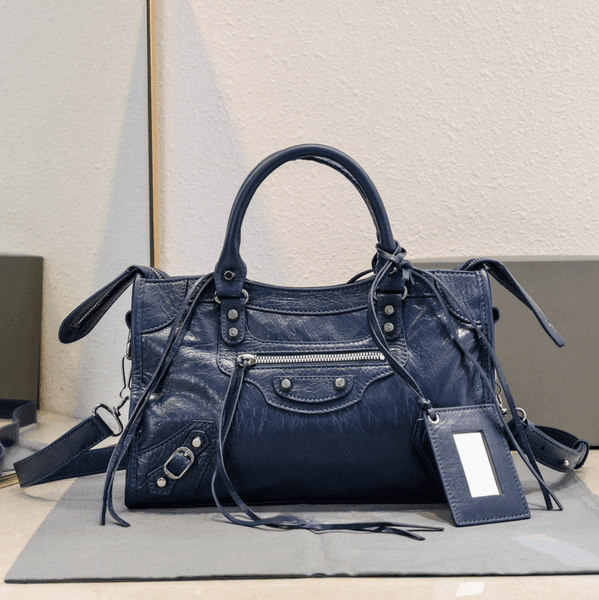 2026--Designer Bag Classic Neo City Motorcycle Tote Luxury Sheepskin Leather Shoulder Handbag Crossbody Bag Attached 31CM Blue Designer Bag