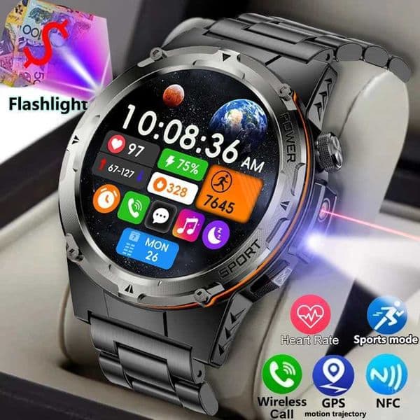 2025 New NFC Watch 500mA GPS Sports HD BT Call Smart Watch Men Outdoor Sports Fitness Tracker Smart Watch Men Waterproof Clock X250609