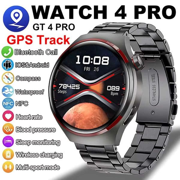 GT4 Pro Smart Watch With GPS Track For Men Women Watch with AMOLED HD Display wireless connections Call NFC IP68 Waterproof Sport Watch 2025 X250609