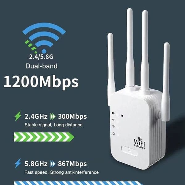 1200Mbps WiFi Repeater Wireless WIFI Extende WiFi Booster 2.4G/5G Dual-band Network Amplifier Long Range Signal WiFi Router 250609