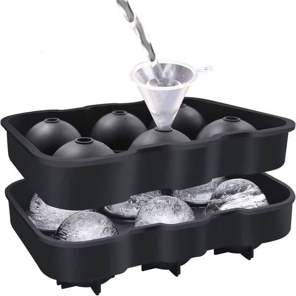 Maker Molds Silicone Sphere Tray with Funnel 1.8inch Round Reusable Ice Ball Form for Cocktail Whiskey Tool ice maker