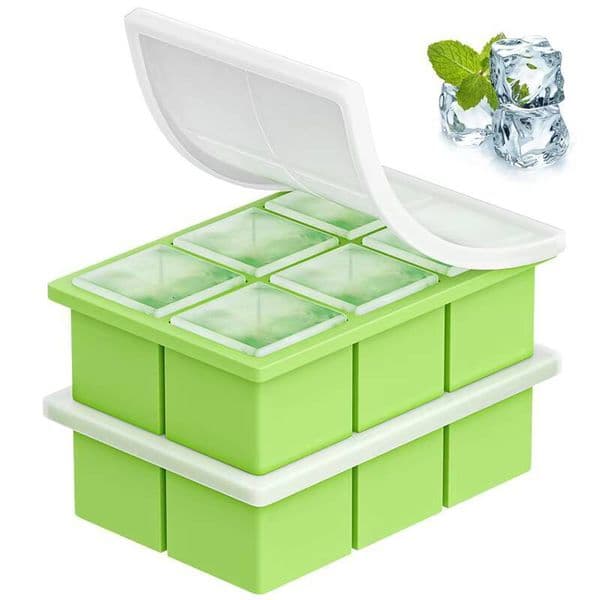 ice maker Silicone Large Tray with lid Big Square Ice Cube Mold for Cocktails,Whiskey,Bartender Accessories BPA-Free&Dishwasher