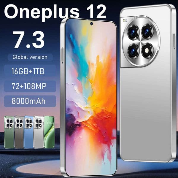 Hot-selling smartphone OnePlus 12 Android 16+1T 7.3-inch big-screen smartphone Dual SIM Phone High definition Camera Mobile Fingerprint Face ID