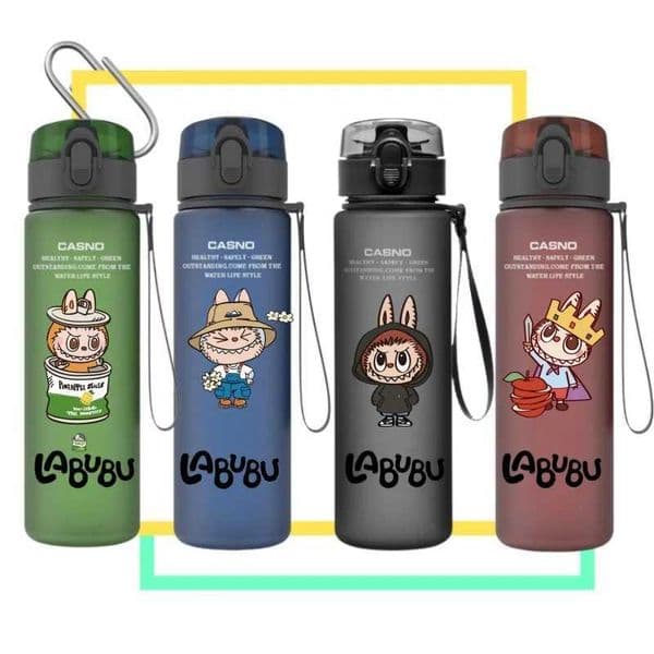 560ML Labubu Water Bottle Kaii LeakProof Sports Drinking Water Cup Students School Supplies Children Birthday Gifts XJ250612