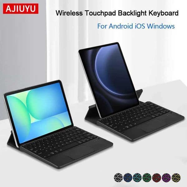 AJIUYU Tablet Keyboard For Samsung Galaxy Tab S10 S9 FE 10.9 S7 S8 A9+ 11 inch A8 Wireless BT Touchpad Backlight Keyboard Stand X250614