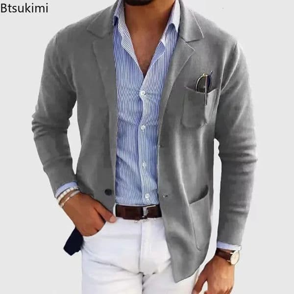 Mens Blazer Jackets Fashion Slim Fit Solid Singlebreasted Suit Coats Business Casual Outerwear Wedding Suits for Men 250614BJ