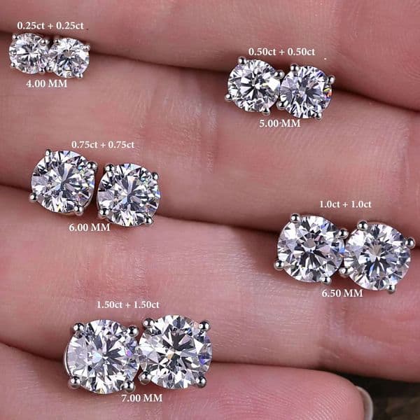 Custom Vvs Lab Grown Created Diamond Studs Earrings Real 10K 14K 18K Solid Gold 925 Silver CVD Diamond Stud Earring Men Women
