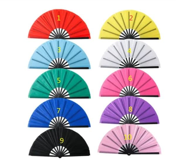 Customize logo 10 inches Colored Plastic frame Clacking Fan Not sublimation Red Chinese dance folding fans for party gift home decors