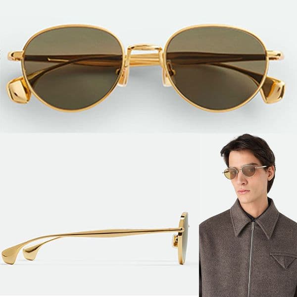 25ss Men Fin Panthos Sunglasses 1396 Metal circular frame Green lenses with 100% UV protection Mens outdoor driving goggles designer pinna ispirato tempi consigli