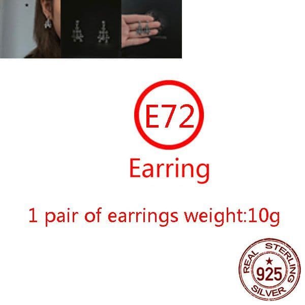E72 S925 Pure Silver Ear Studs Personalized Classic Punk Hip Hop Style Three Cross Flower Diamond Earrings Jewelry Shaped Gift for Lovers new