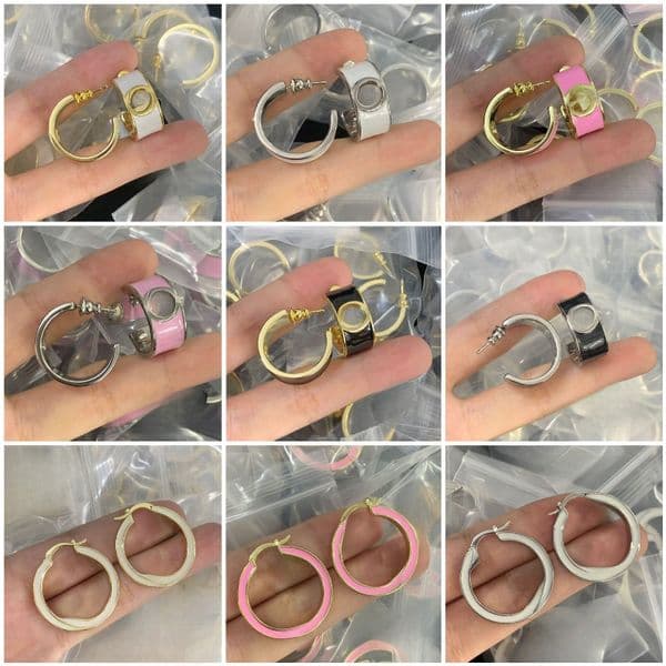 Luxury Earrings Brand Letter Earrings Designer Hoop Earrings Gold Silver Plated Stud for Women Party Jewelry Gift