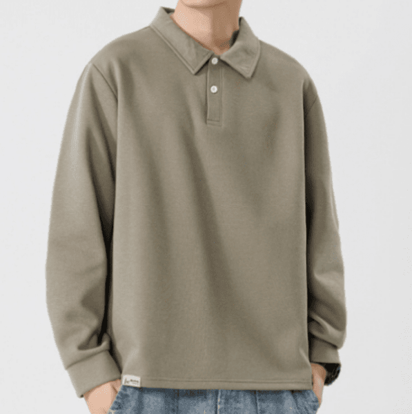 16 Men Long-sleeved Autumn and Winter Heavy Loose Solid Color Lapel Casual