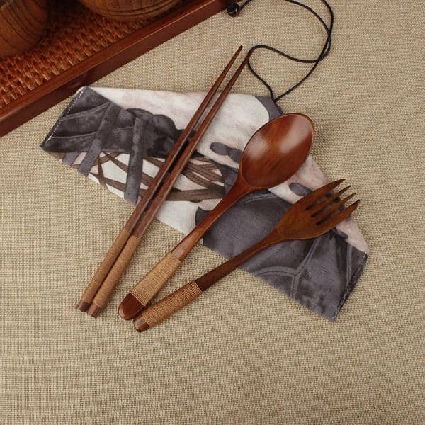 100set 3pcs/set Japanese Style Wood Chopsticks Spoon Fork Set Creative Personalized Wedding Favors Gifts Party Return Gift lin4215 ZZ