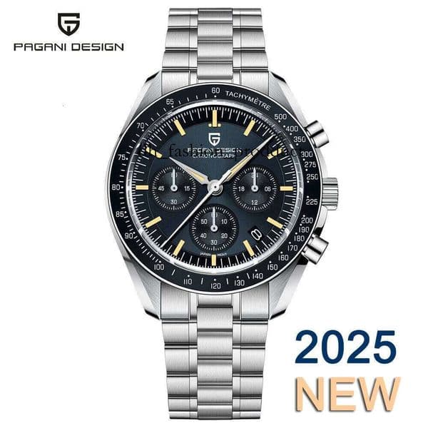 PAGANI DESIGN 2025 New Moon Watch Retro Luxury Quartz Watches For Men Stainless steel Luminous waterproof Sport Chronograph Man 877
