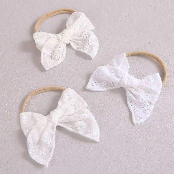 Headband for Girls White Lace Bows Elastic Soft Seamless Hairband Newborn Kids Headwear Baby Hair Accessories ddmyshoesvip