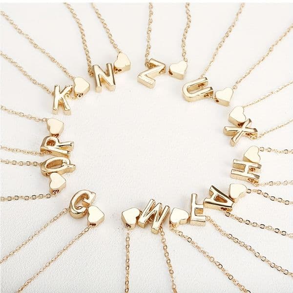 Fashion Jewelry Simple Heart-Shaped 26 Letter Elegant Heart Women's Trendy Necklace